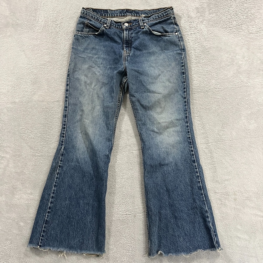 Vintage Levi's L2 Women's 30x28‎ Bell Bottom Flare Blue Denim Jeans USA Cowgirl